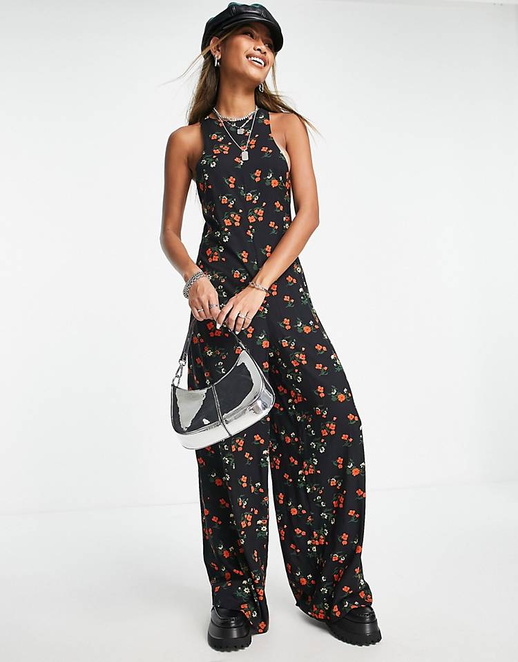 Reclaimed Vintage floral jumpsuit in black